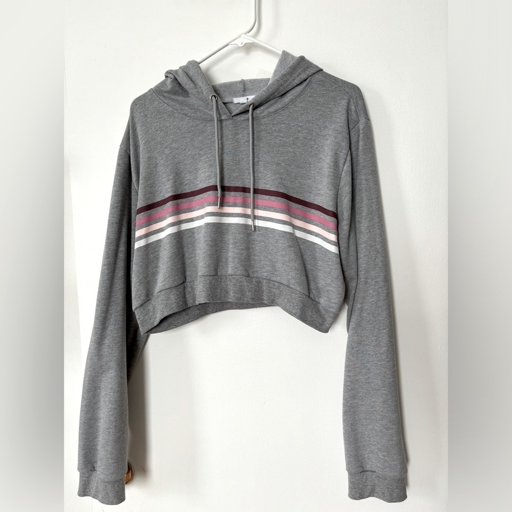 🎉4/30$🎉 Ardene Gray and Pink Cropped Hoodie Sweater🩷
